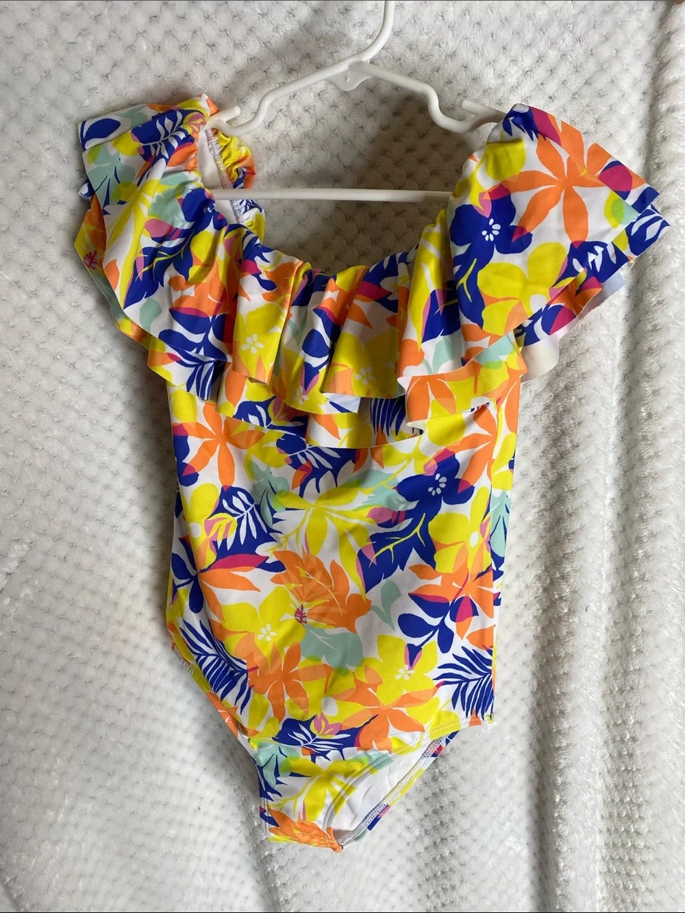 Janie and Jack Floral Ruffle One-Piece Swimsuit - Tropical Print